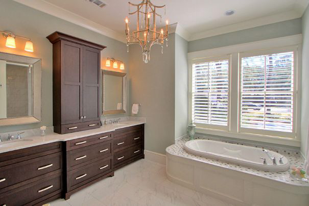 dark toned bathroom cabinets