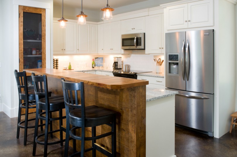 reclaimed island in kitchen